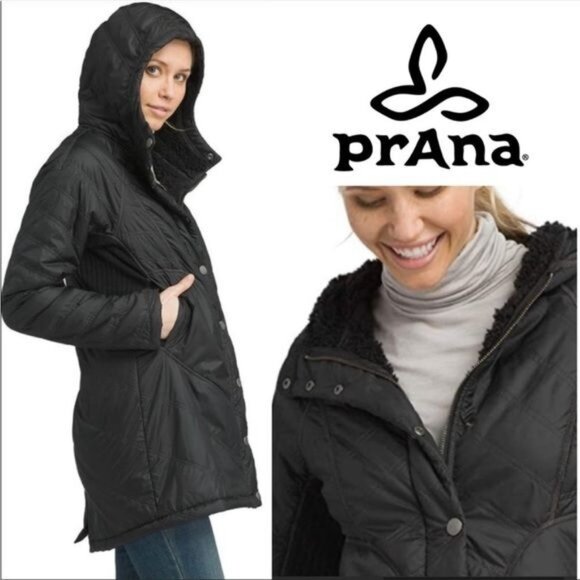 PrAna Diva Long Hooded black Jacket size Small - Picture 1 of 16
